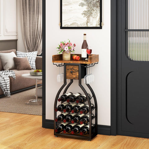 IBUYKE estante vino-capacidad 15 botellas: solución compacta para bar en casa.