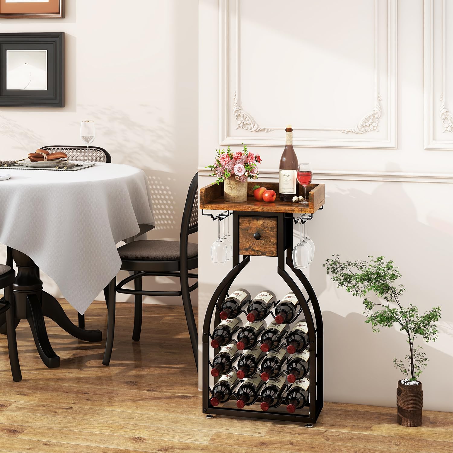 IBUYKE estante vino-portacopas superior, espacio para copas y estilo.