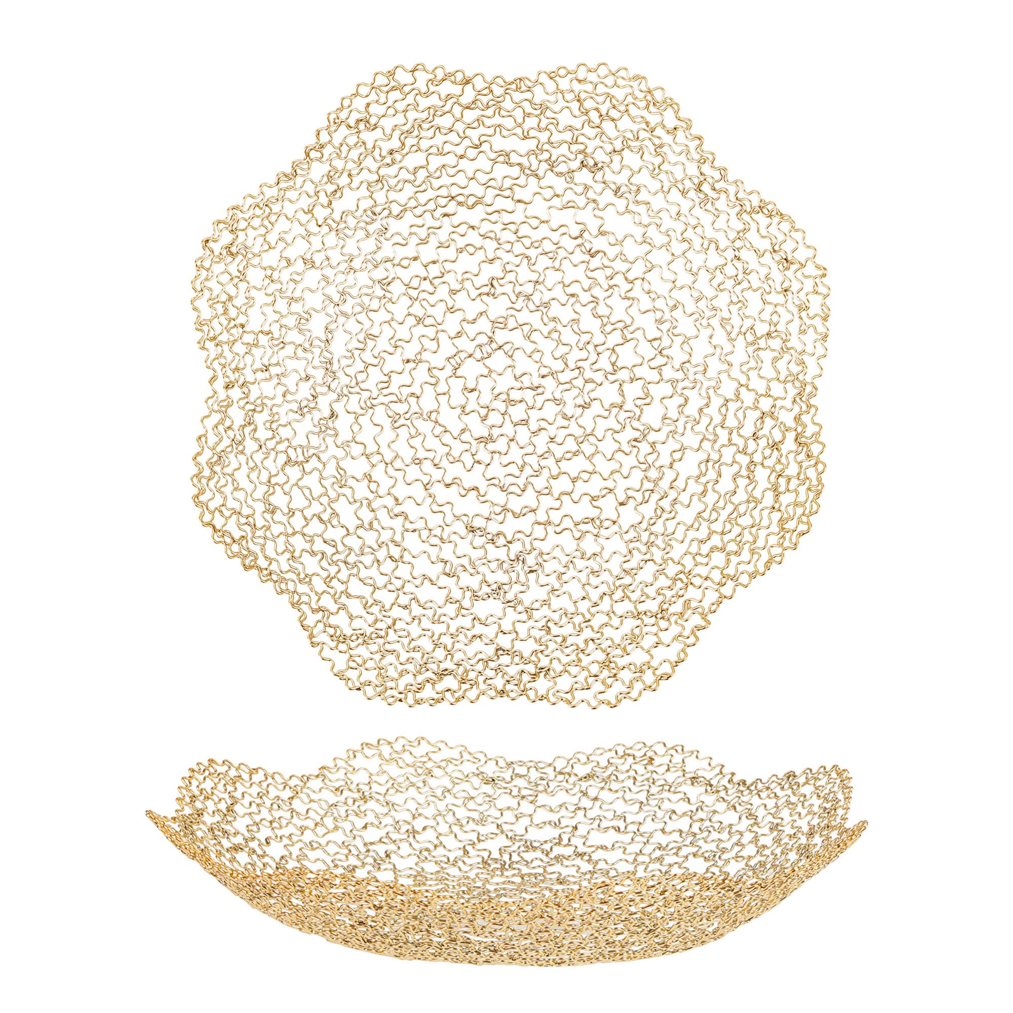 IBWell canasta-fruta-dorada-oval: ideal para centro de mesa y exhibir frutas frescas.
