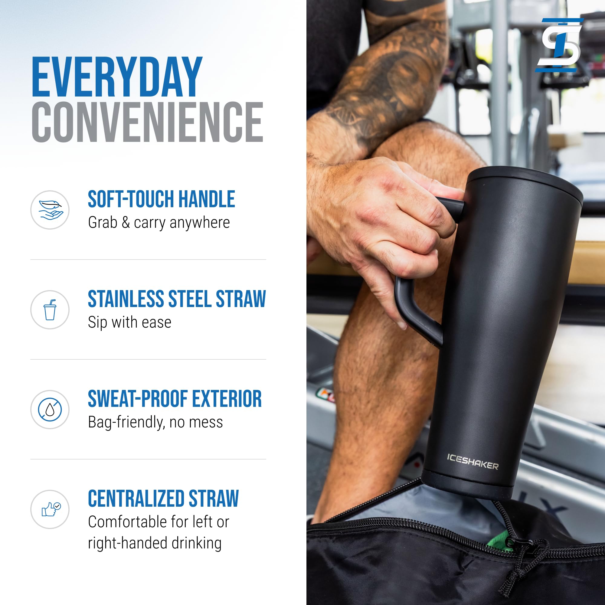 Ice Shaker diseño ergonómico para diestros y zurdos