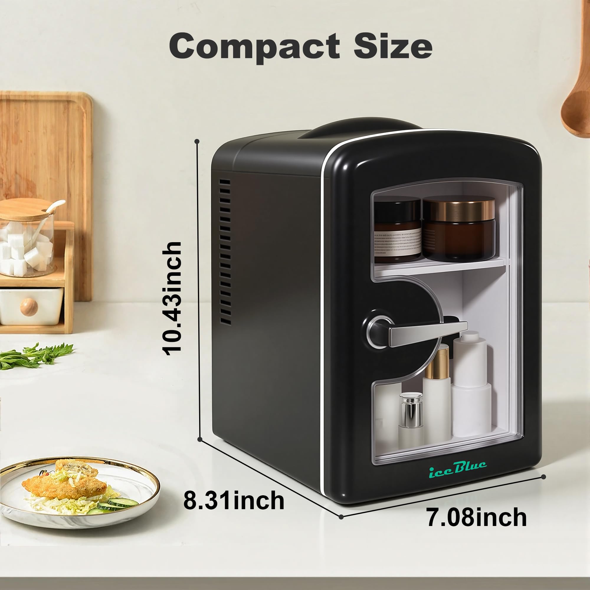 Iceblue mini frigo versátil para dormitorio, oficina o coche.