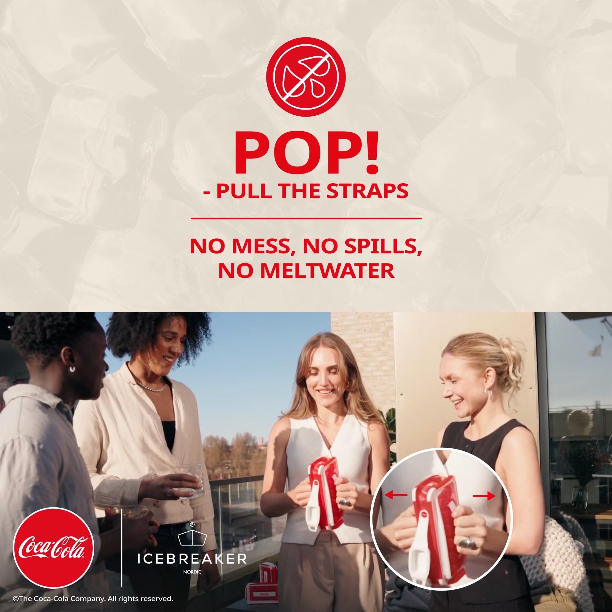 Icebreaker Nordic POP cubos de hielo uniformes para Coca‑Cola fría y rápida.