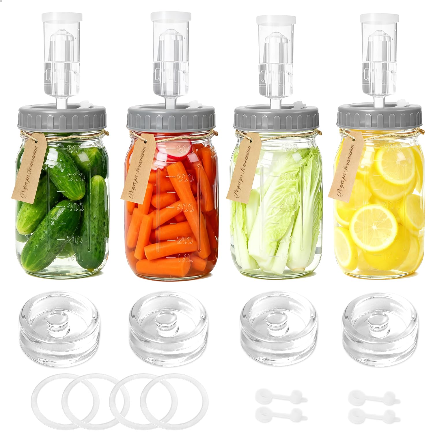 IceFun jarras de fermentación 32 onzas para preparar chucrut y kimchi en casa.