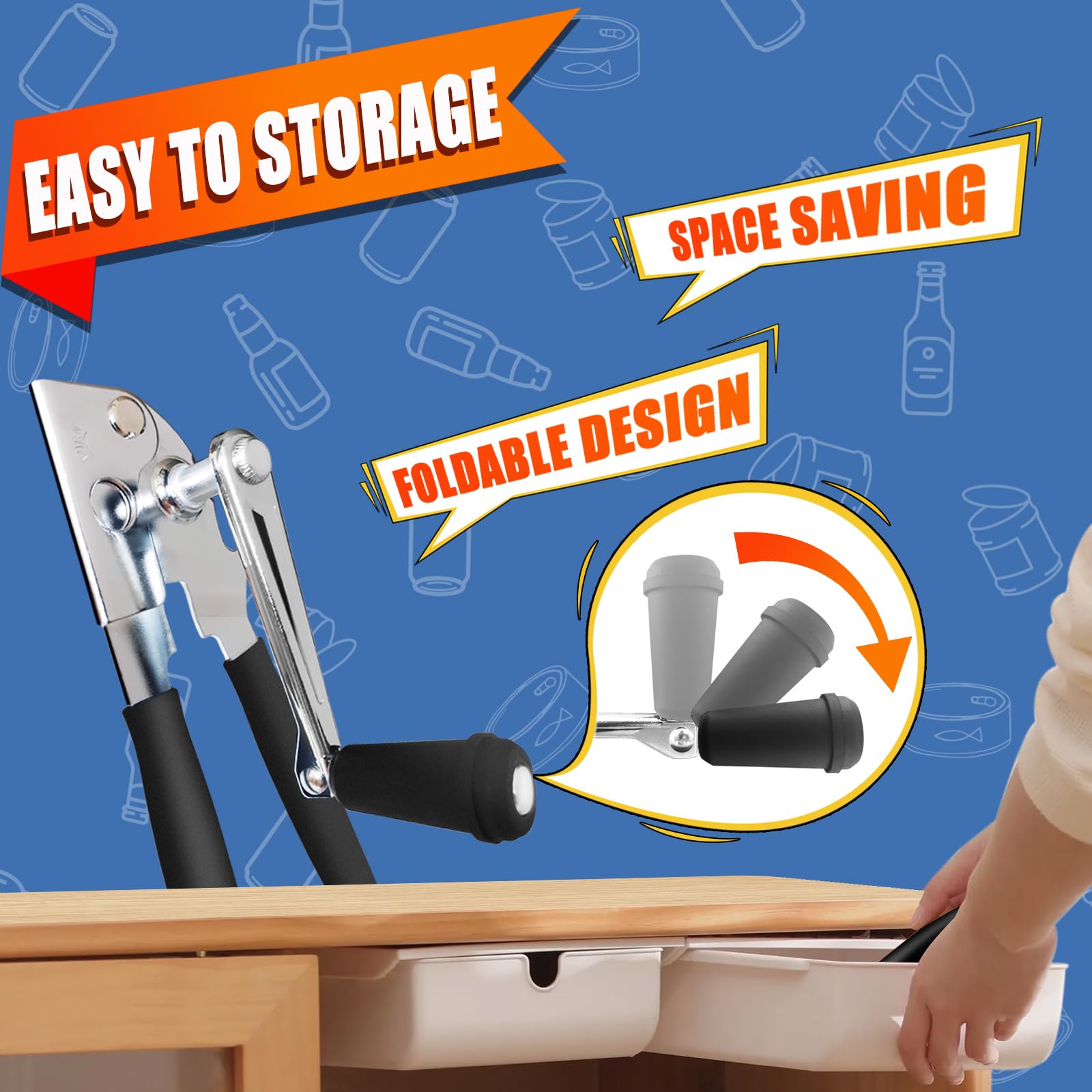ICEKATI abrelatas manual con borde suave al cortar, seguridad al retirar tapas.