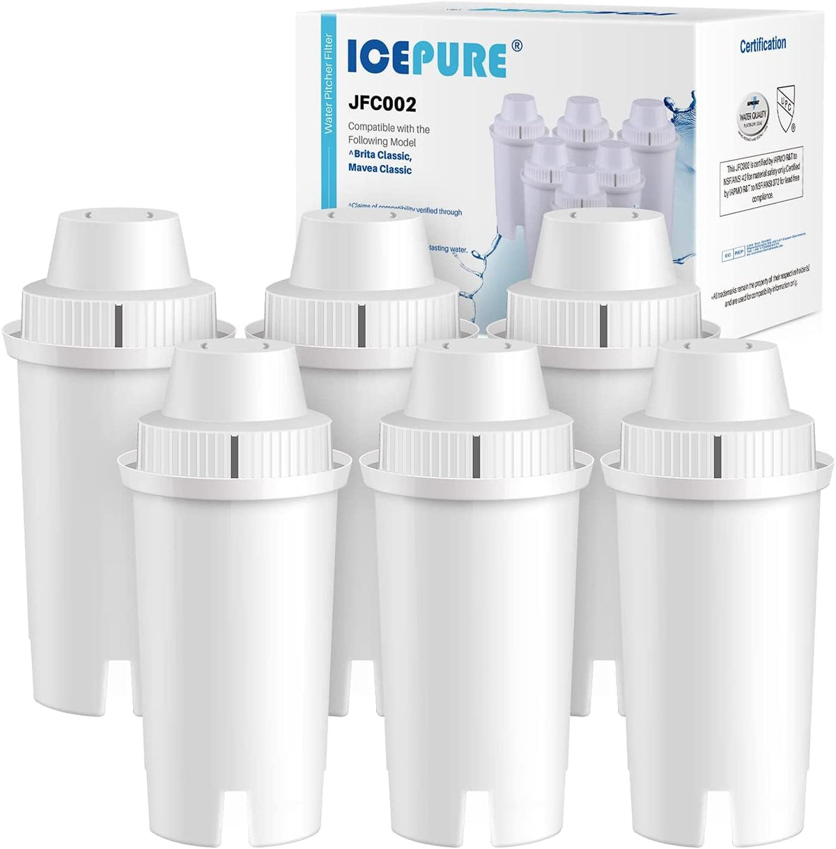 IcePure filtro-reemplazo para Brita standard mejora sabor y olor en el agua.