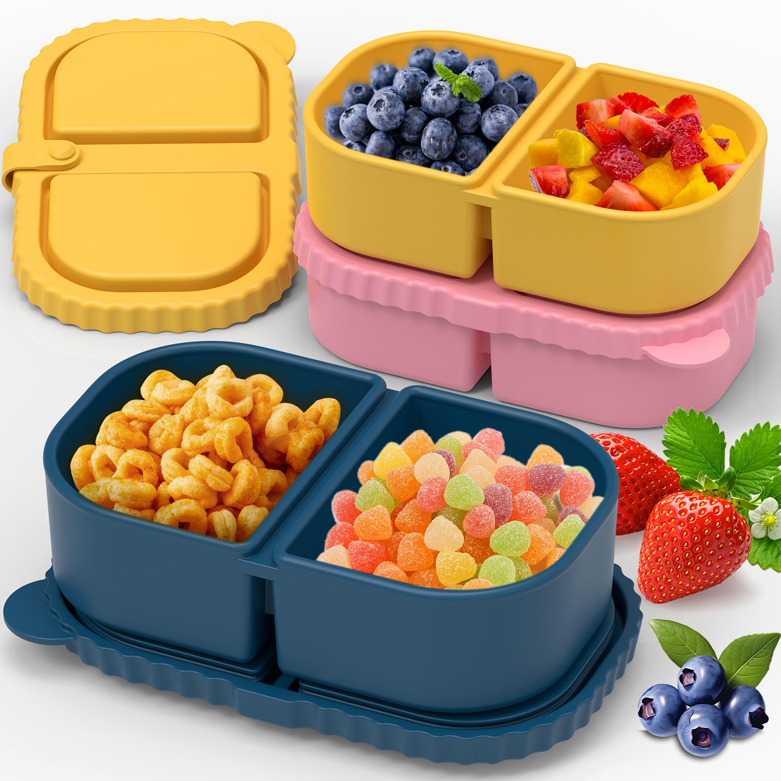 ICEROYCE recipientes snack silicona 3-pack — duraderos y fáciles de rellenar.