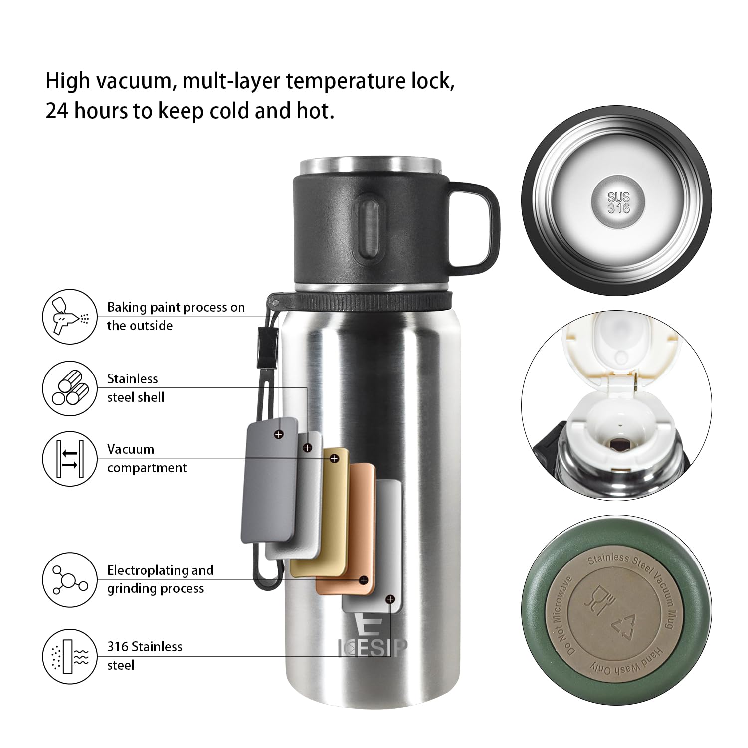 Icesip diseño mate ergonómico ofrece agarre cómodo y seguro