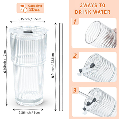 Conjunto de dos vasos Icesip con tapas y pajillas.