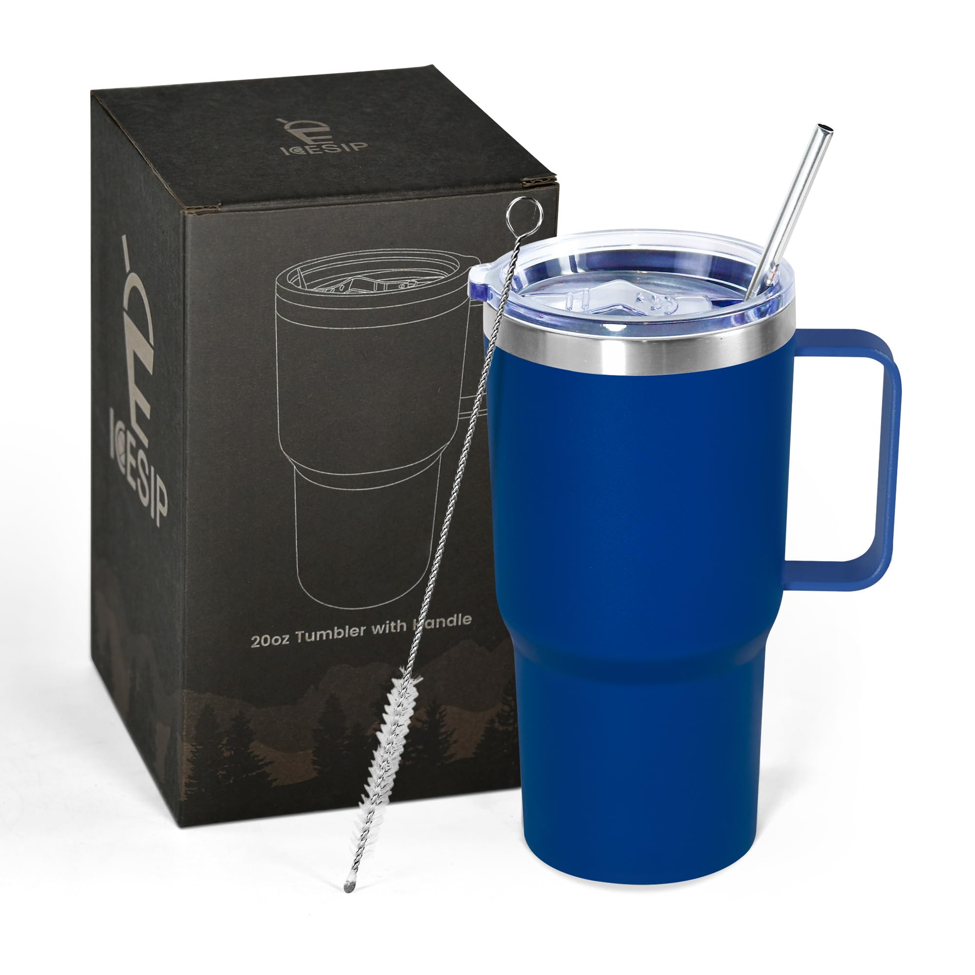 Icesip vaso termico 20oz con asa para un agarre cómodo durante desplazamientos.