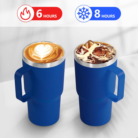 Icesip vaso termico 20oz azul, ergonómico y fácil de transportar.