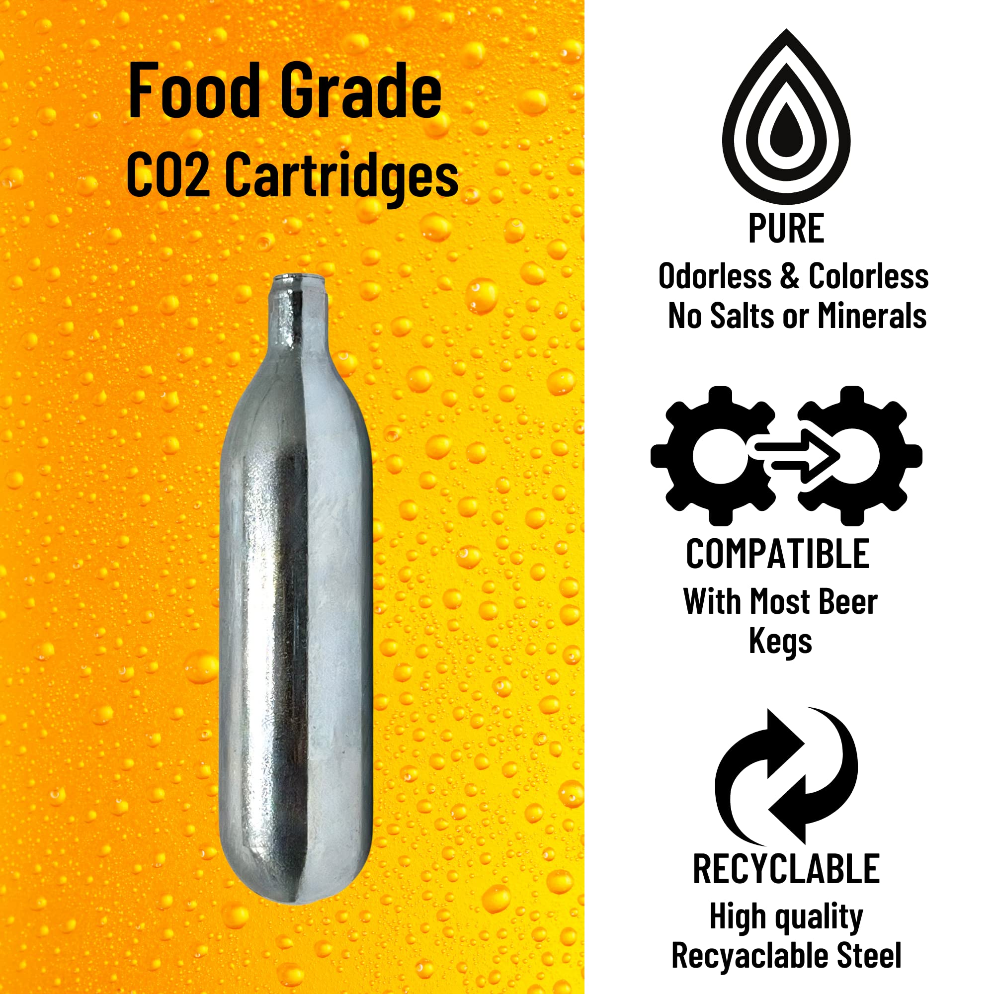Cartucho ICO CO2 16 g sin rosca, acero reciclable de alta calidad