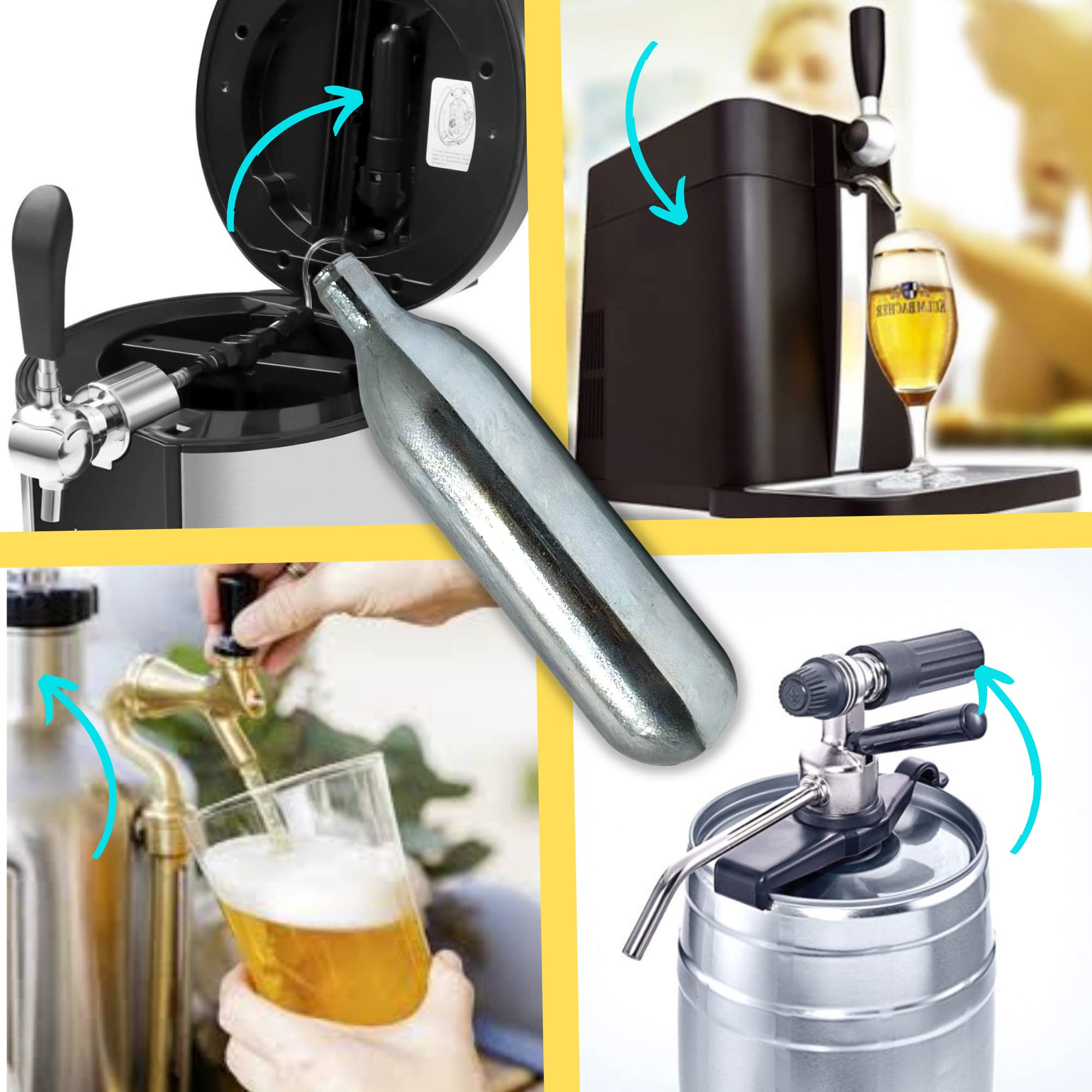 Cartucho ICO CO2 sin rosca, compatible con kegs Biermaxx y GrowlerWerks