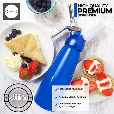 ICO Dispensador usa en postres y mousses para textura suave y uniforme.