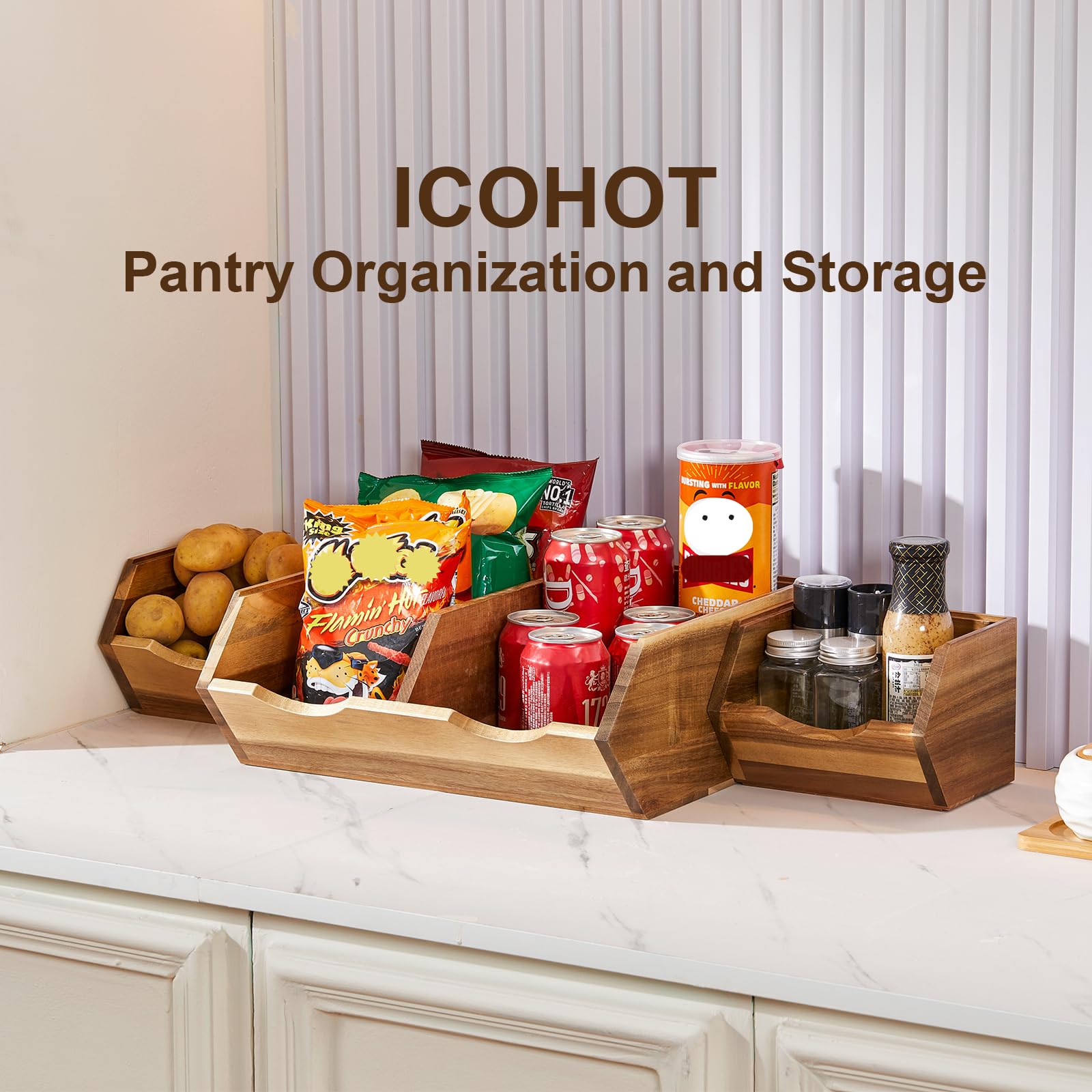 ICOHOT contenedor acacia pequeno, perfecto para especias y snacks al alcance.