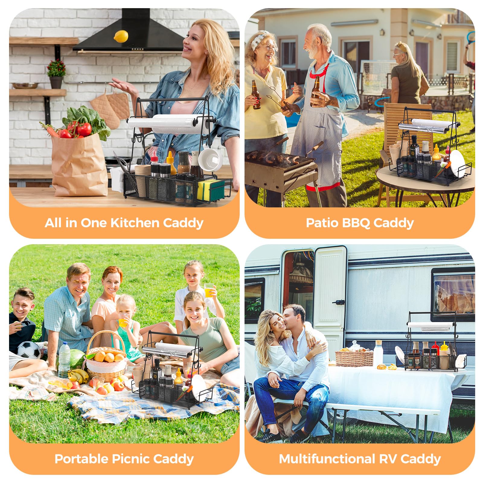 ICOHOT Grill Caddy gran-capacidad: guarda utensilios y toallas