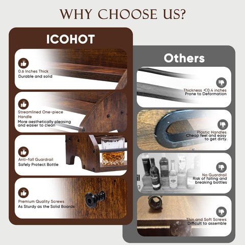 ICOHOT uso versátil para licores, jarabes y tazas en bar o cocina.