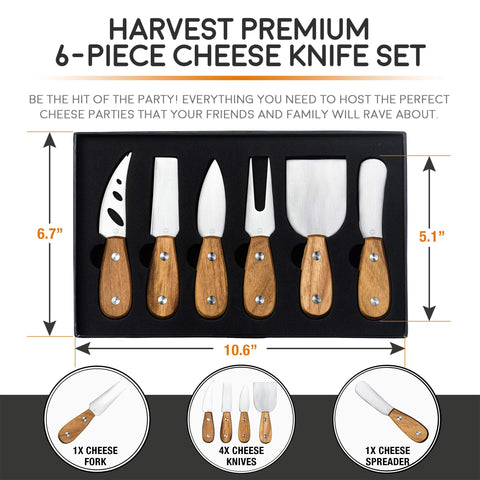 ICOSA Living Harvest: cuchillos de queso en acero inoxidable con espiga completa para mayor durabilidad