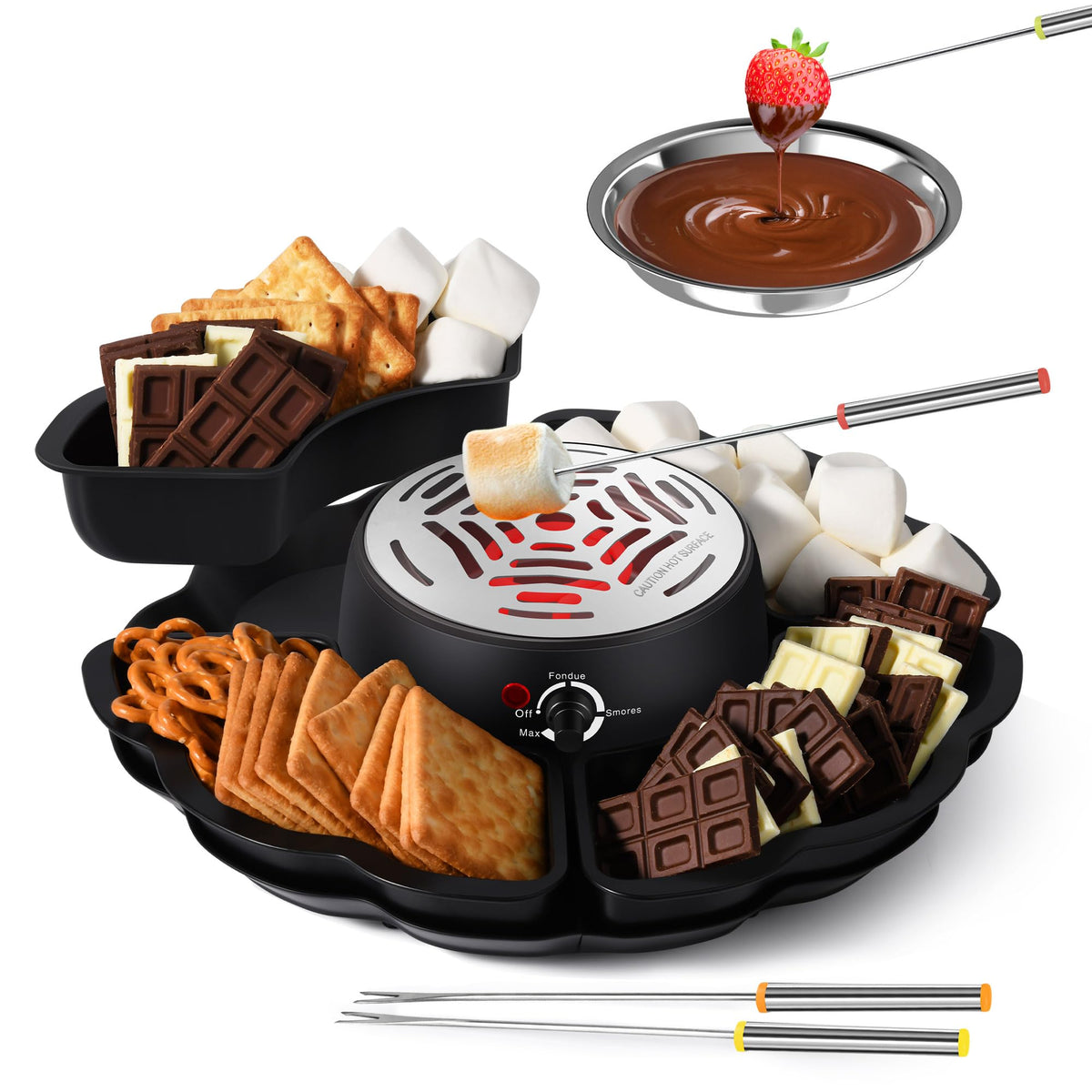 ICRINA conjunto 2 en 1 para malvaviscos y fondue, ideal para reuniones.