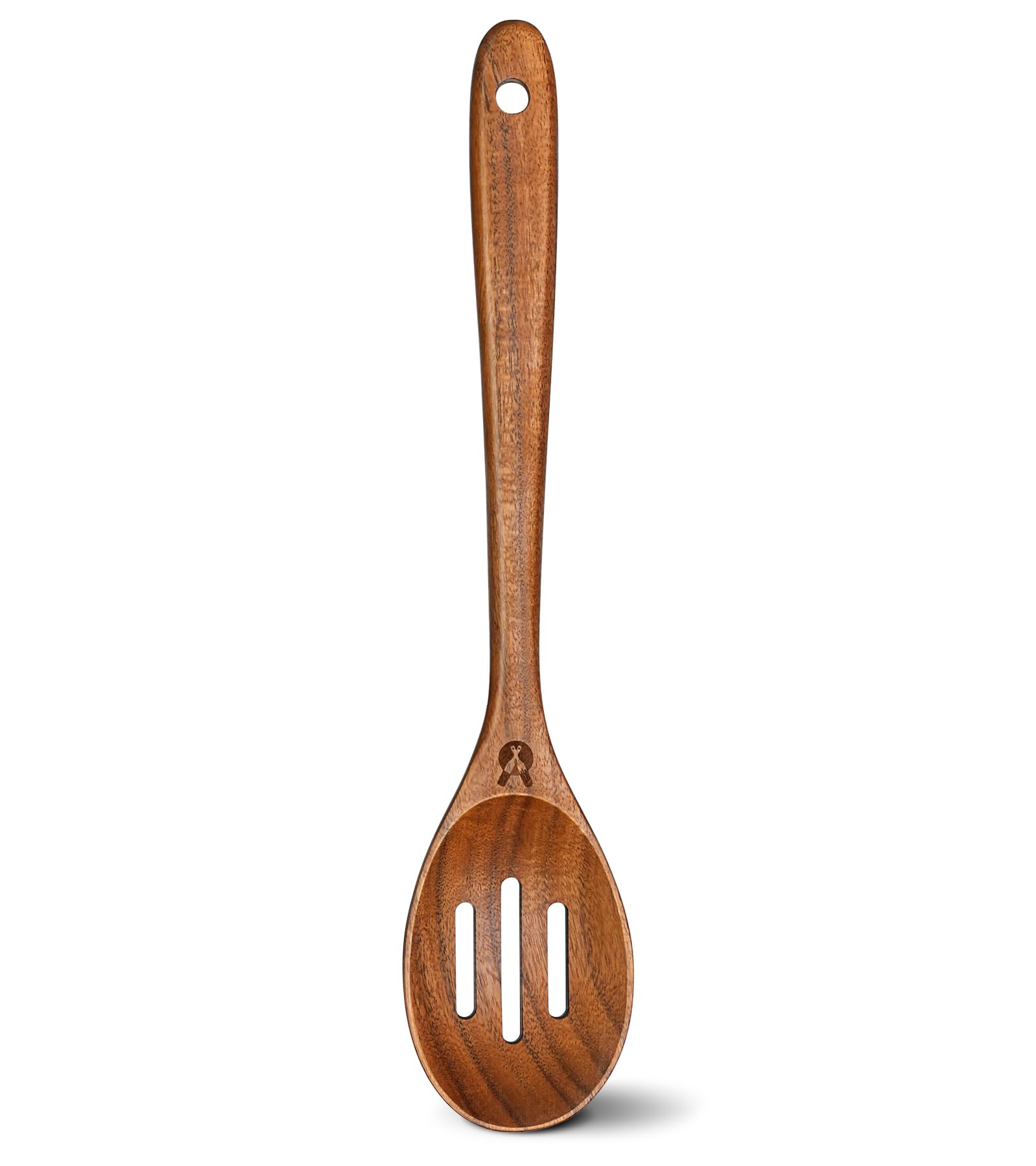 ICSTI Cucharón de madera con ranuras grande para escurrir líquidos con eficiencia.