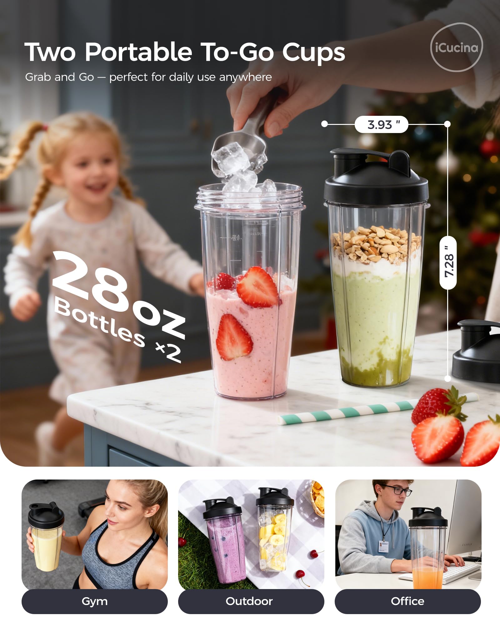 ICUCINA hielo triturado para bebidas frías y cremosas.