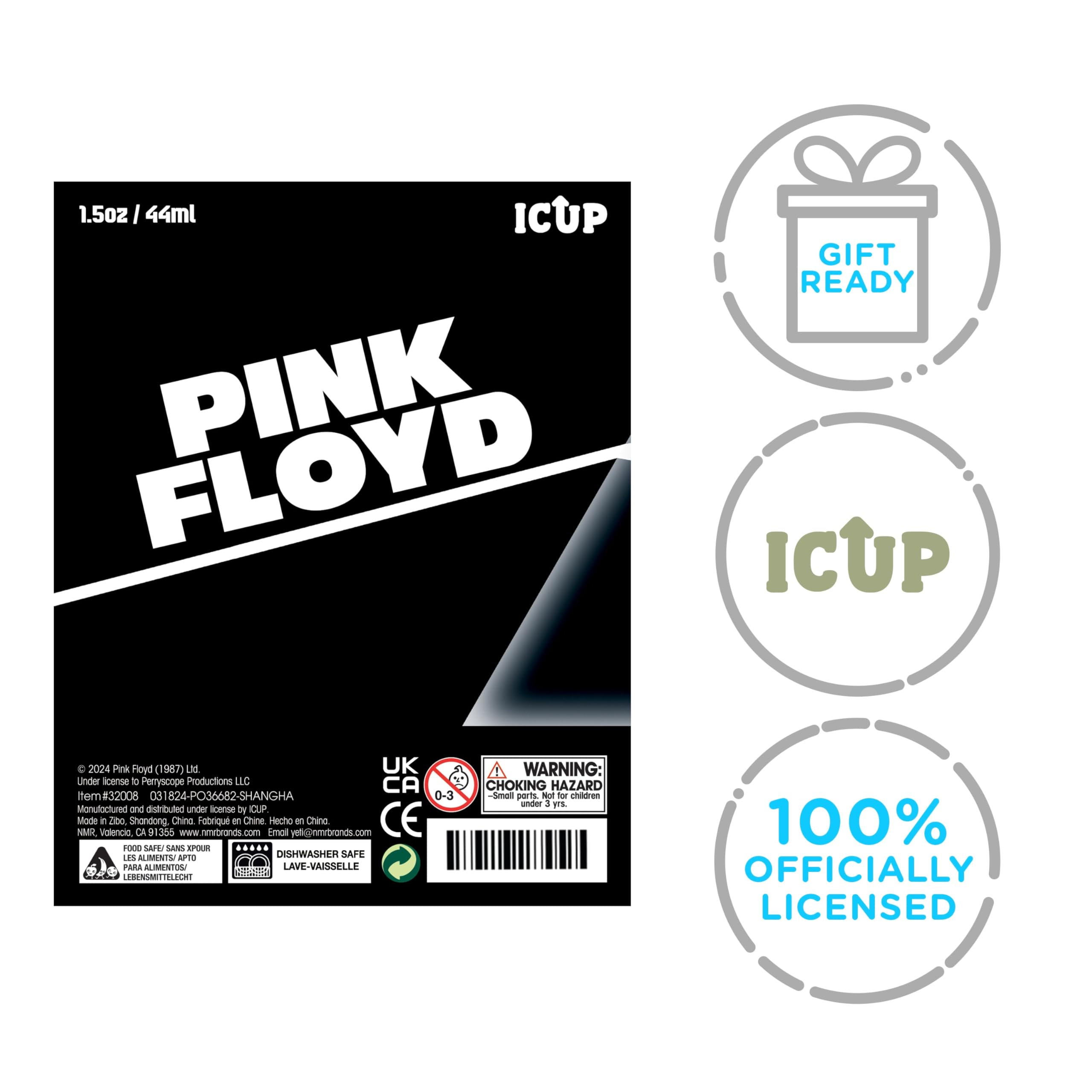 ICUP diseño icónico Pink Floyd, vasos de 4 piezas, perfectos como regalo o recuerdo.