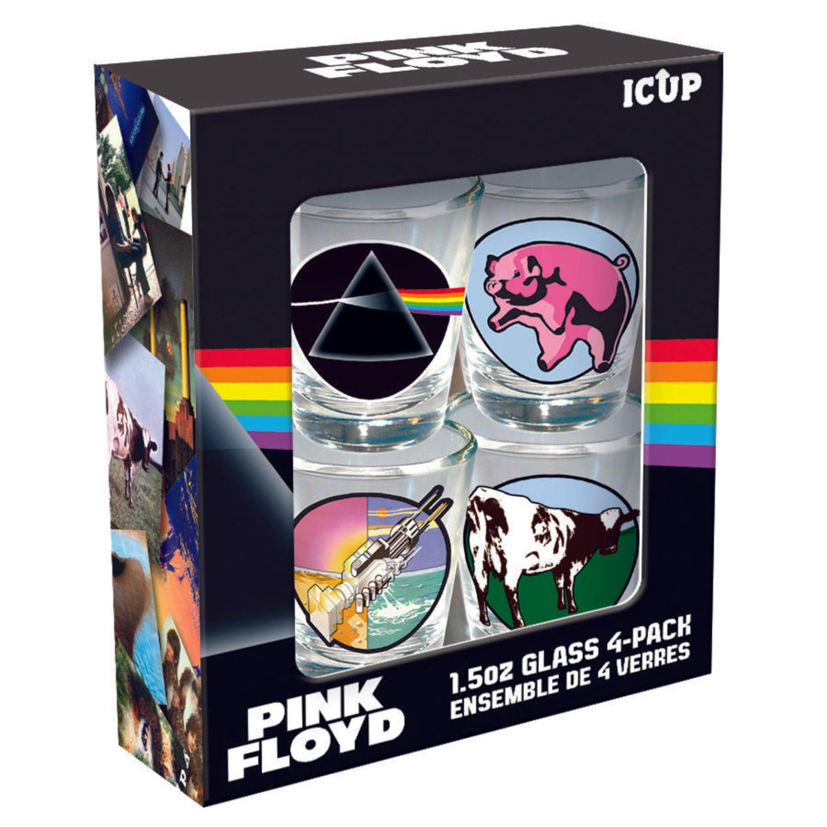 ICUP vasos de chupitos Pink Floyd Iconos, juego de 4 piezas, ideal para fiestas.