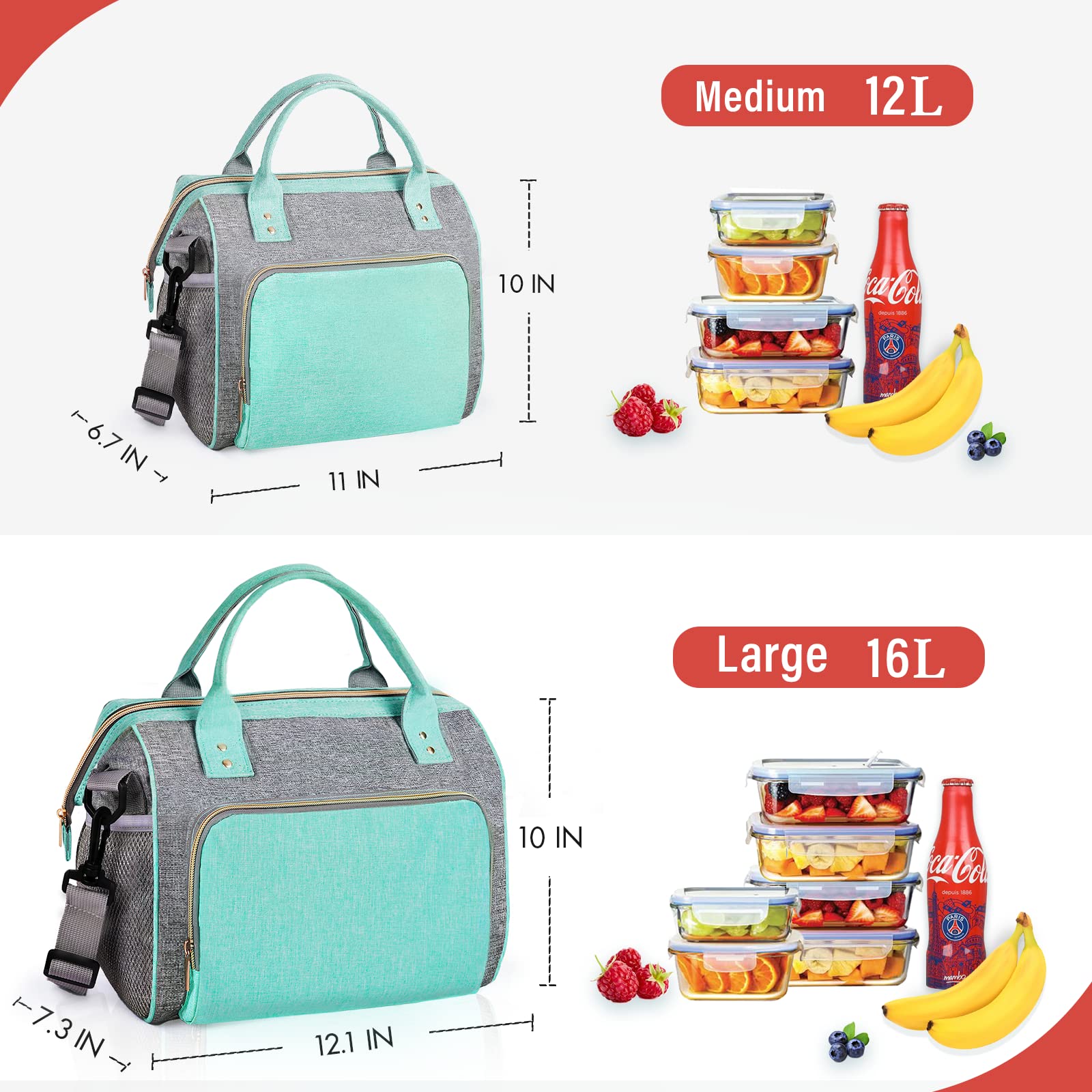 IDEATECH bolsa de almuerzo turquesa para uso diario oficina y picnic