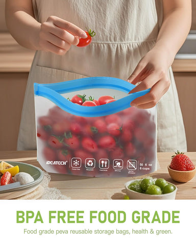 IDEATECH Bolsas PEVA sin BPA, seguras para alimentos y congelación.