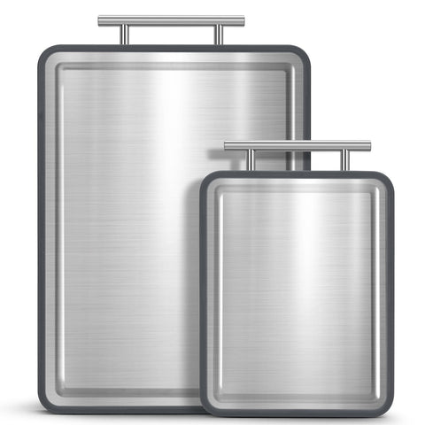 IDekooror tabla con cara de acero inoxidable para cortes higiénicos de carnes crudas.
