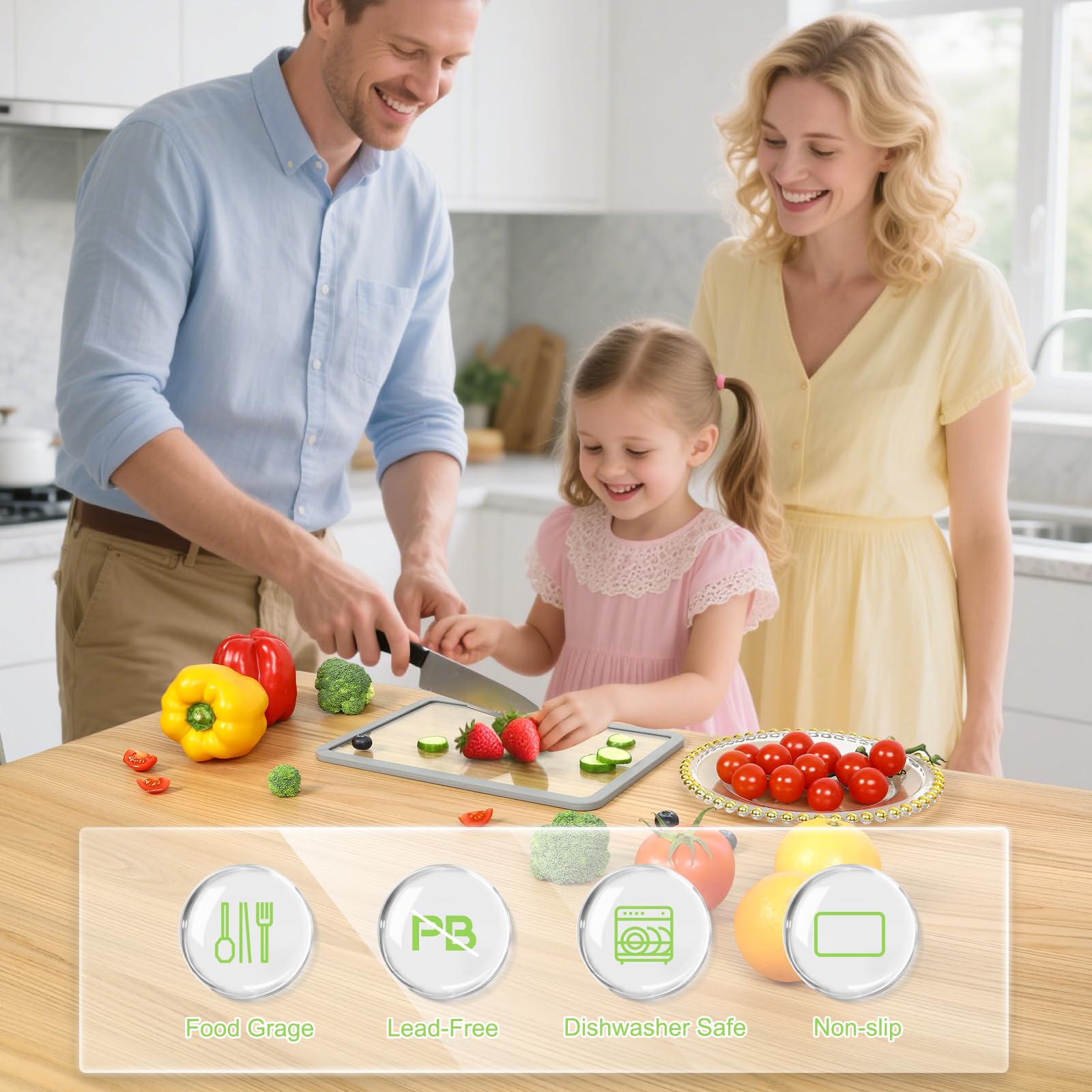 idekooror tabla de corte vidrio templado pequeña 12x8 ideal para frutas y verduras.