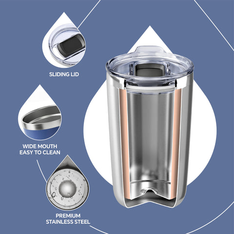 Ideus acero inoxidable 304 interior, segura para bebidas diarias.