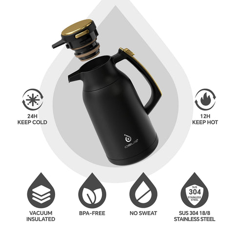 Ideus cafetera térmica 68 onzas con aislamiento mantiene bebidas a la temperatura deseada.
