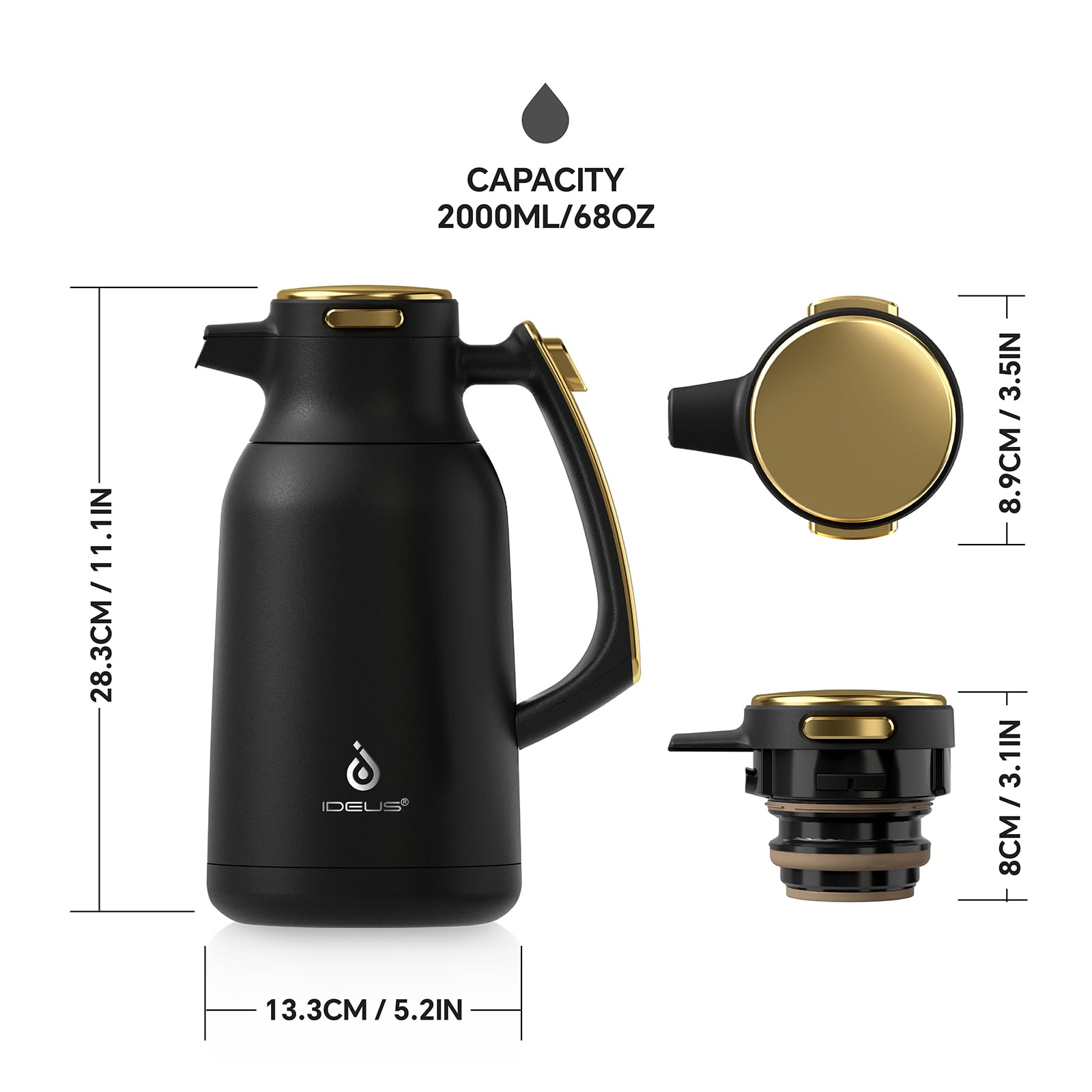 Ideus cafetera térmica 68 onzas ideal para uso doméstico.