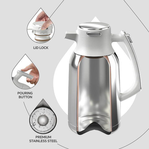 Ideus cafetera termica 68oz doble pared: retiene calor de manera constante
