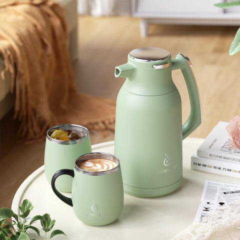Ideus cafetera termica dos-litros acabado aguacate, diseño exterior elegante.