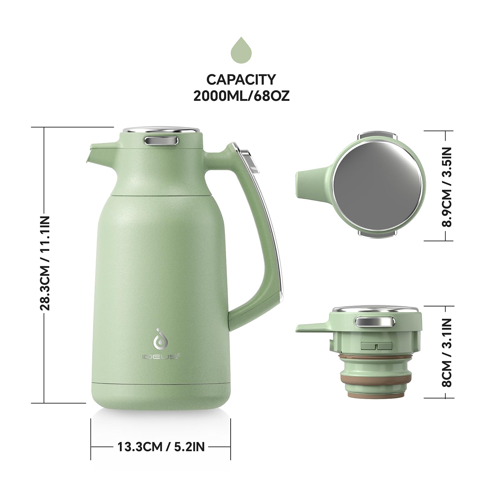 Ideus cafetera termica dos-litros boca ancha facilita limpieza.
