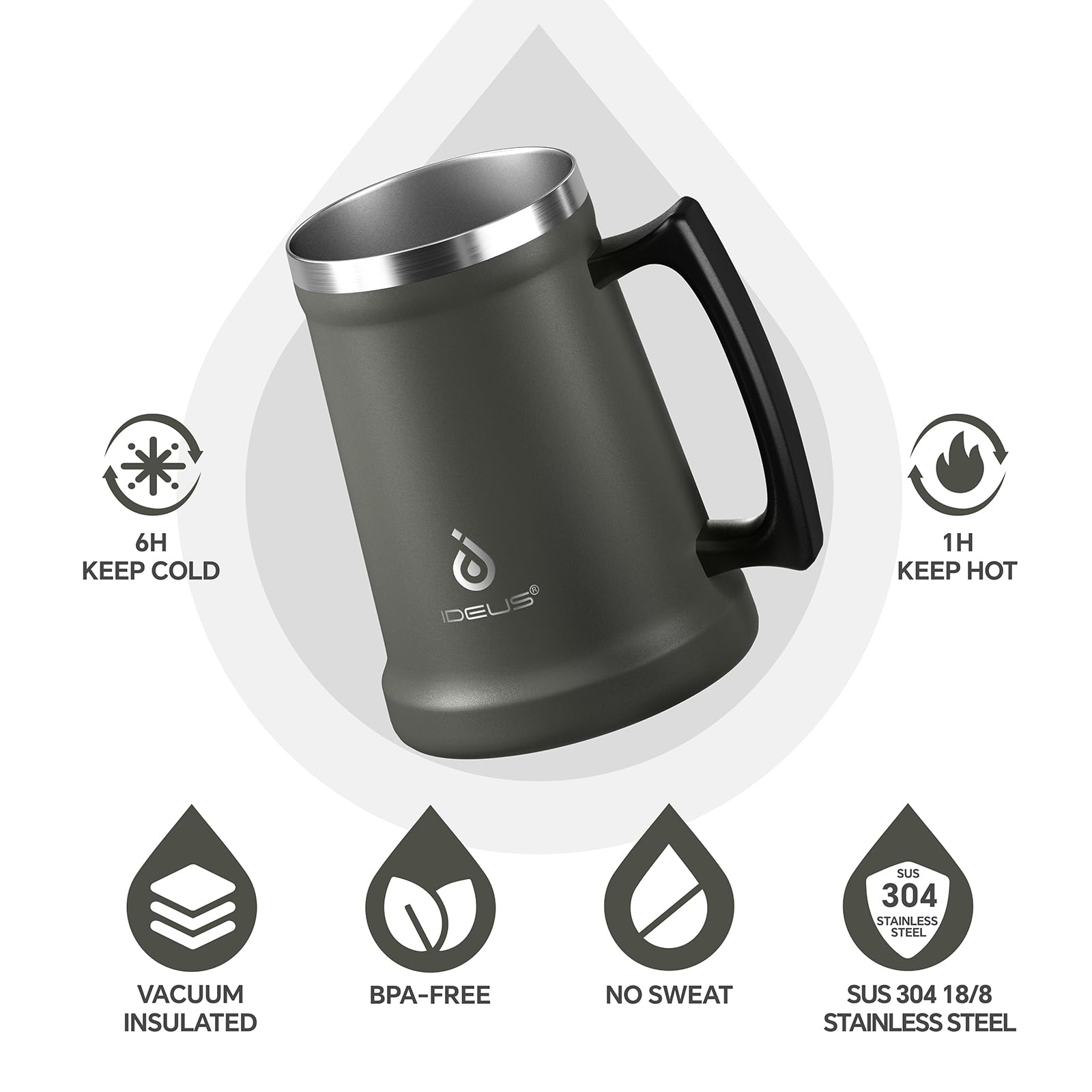 Ideus jarra cervezas aislada gris 32oz para compartir en reuniones