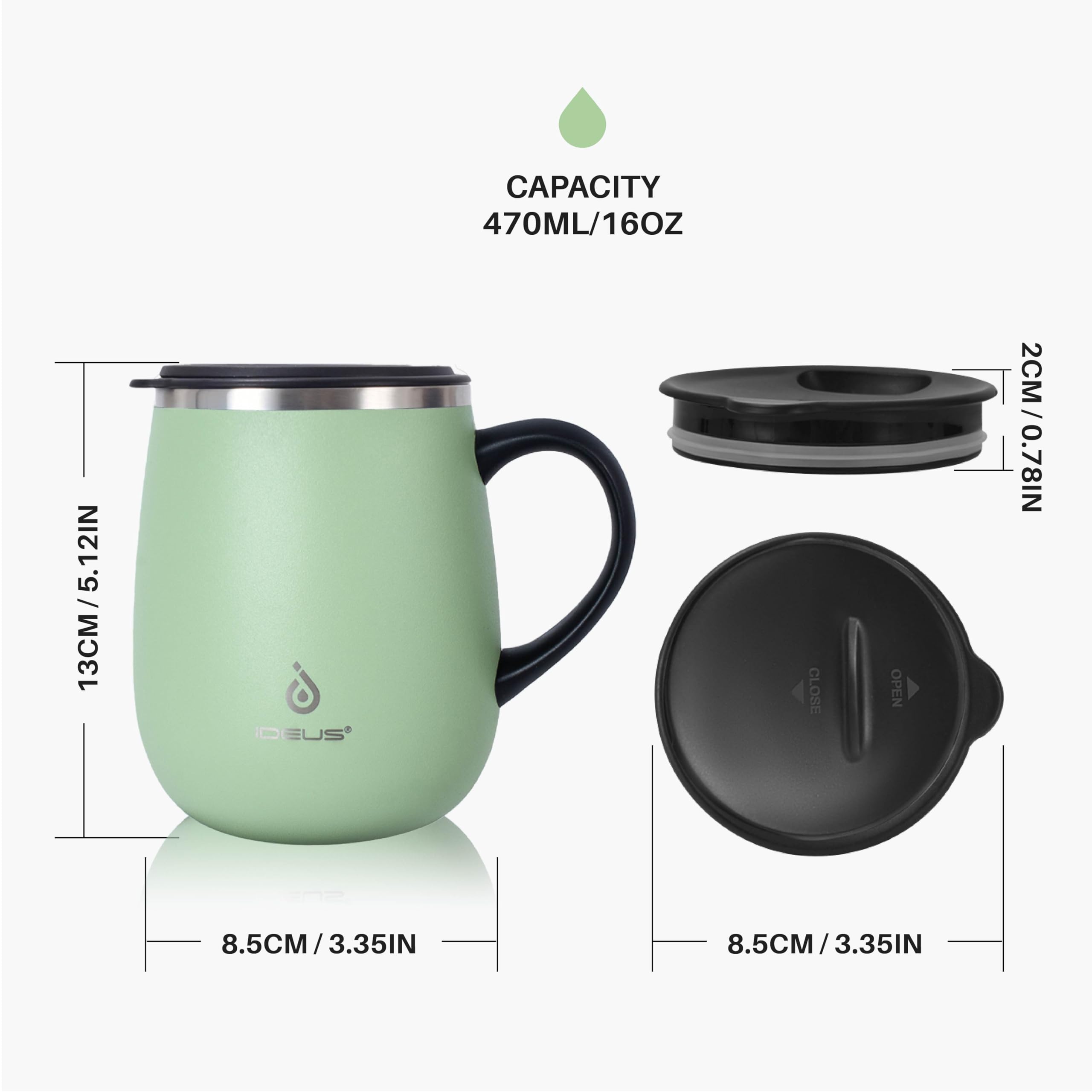 Ideus diseño anti-sudor, verde avocado, manos secas al sostener