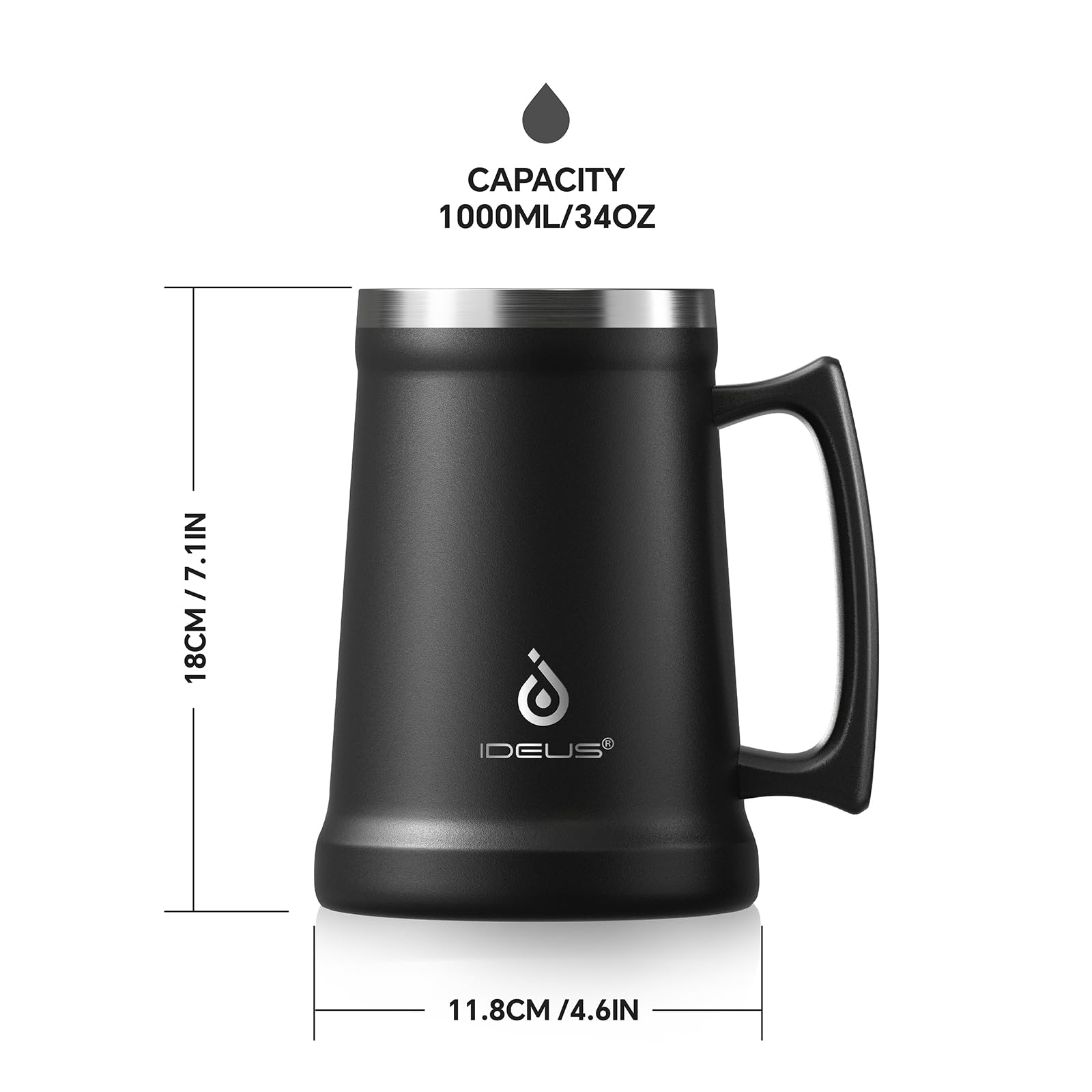 Ideus jarra cervecera, limpieza fácil sin cepillos