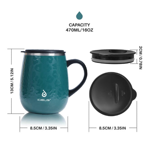 Ideus taza con tapa de silicona y junta para sellado seguro.