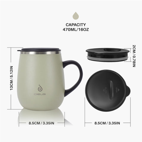 Ideus taza termica 16oz Celadon, boca amplia para infusionar frutas o hielo