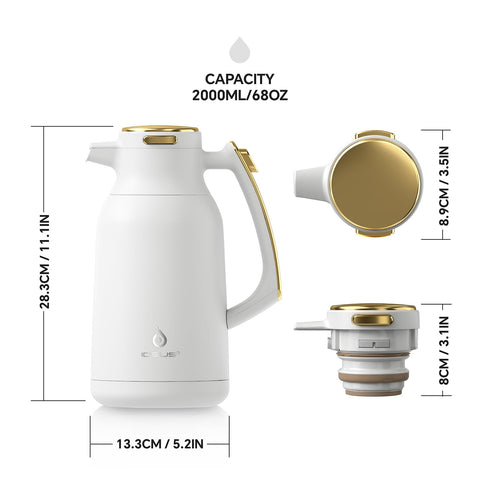 IDEUS cafetera 68oz capacidad 2000 ml para varias tazas.