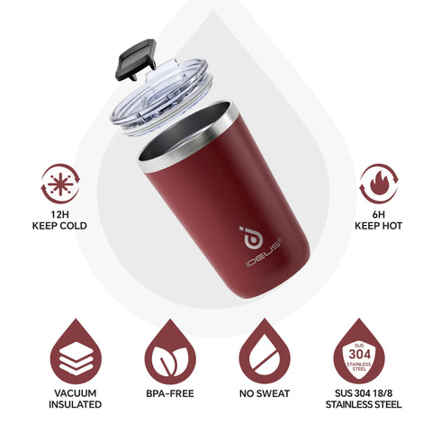 Ideus Tumbler de acero inoxidable 18/8 para bebidas seguras