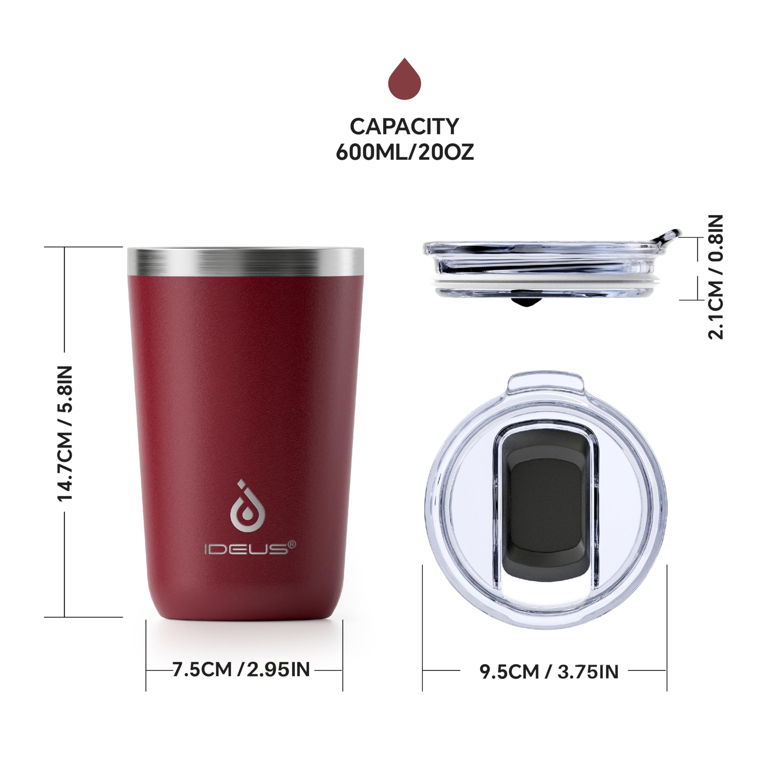 Ideus Tumbler con aislamiento al vacío para caliente o frío