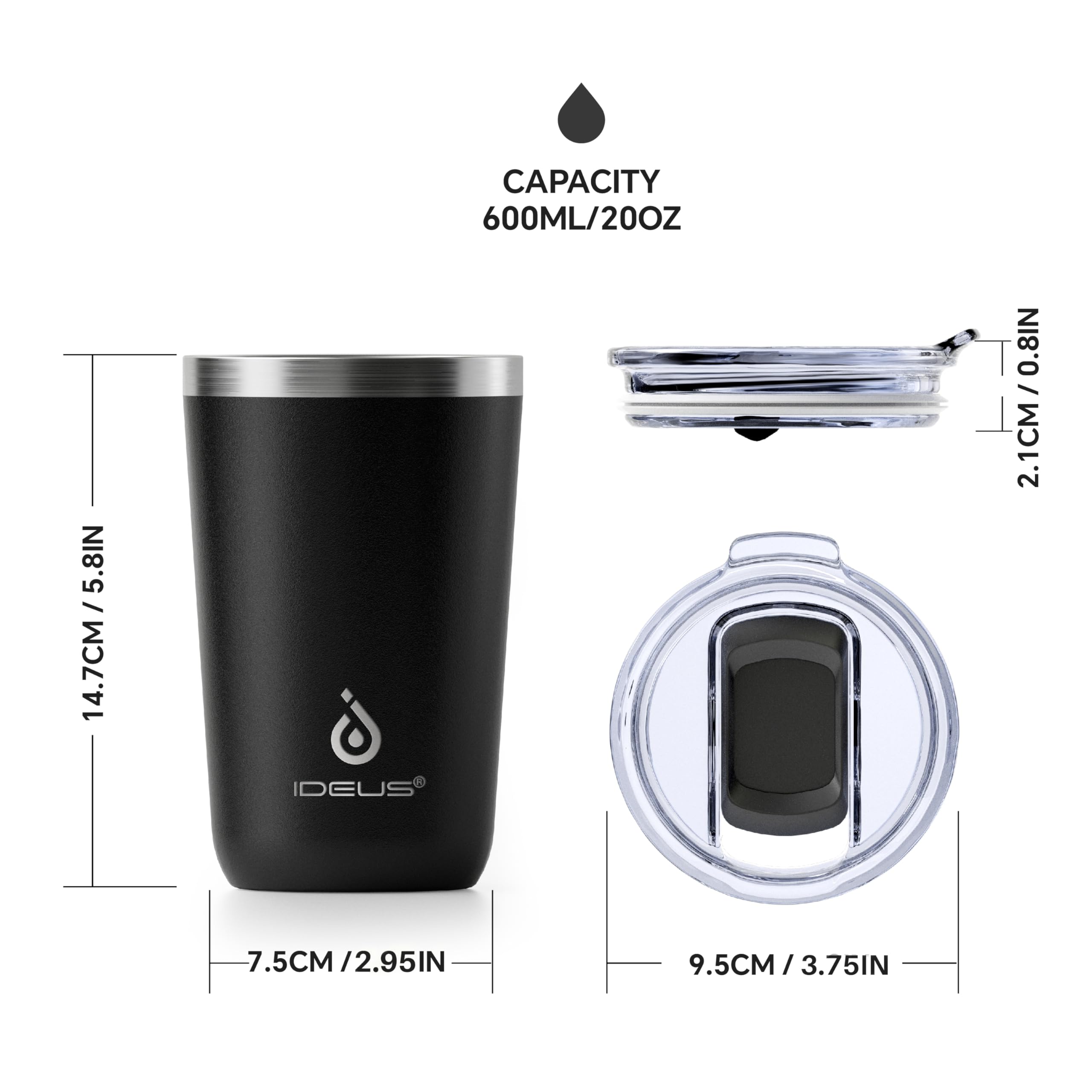 Ideus tumbler boca ancha para infusionar frutas.