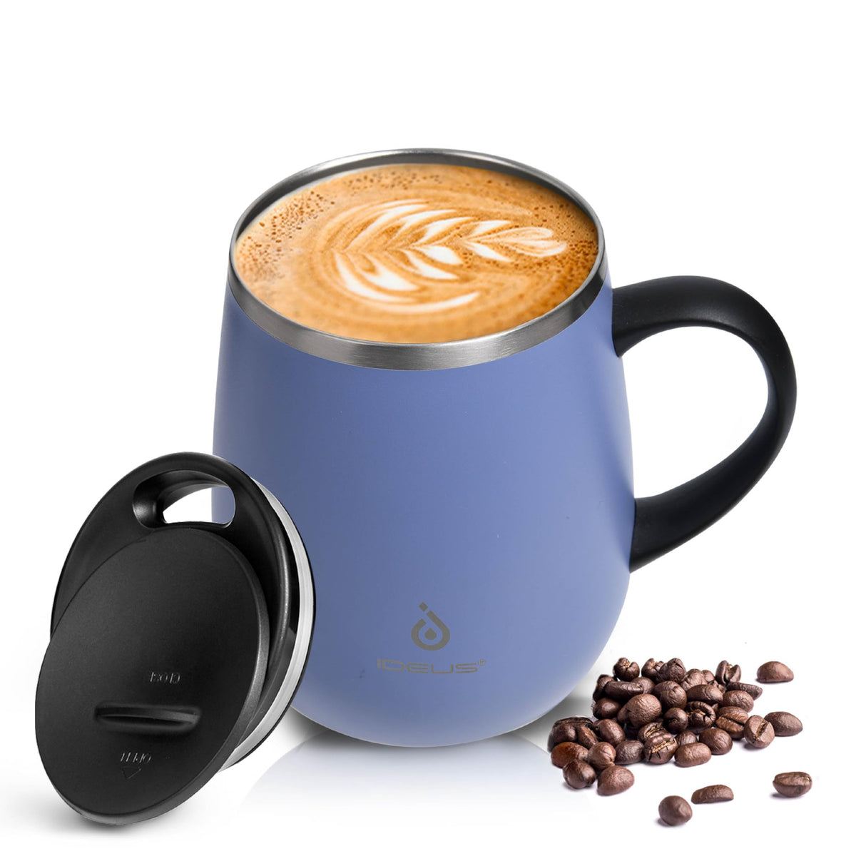 Ideus vaso térmico 16oz frente, mantiene bebidas a temperatura estable.