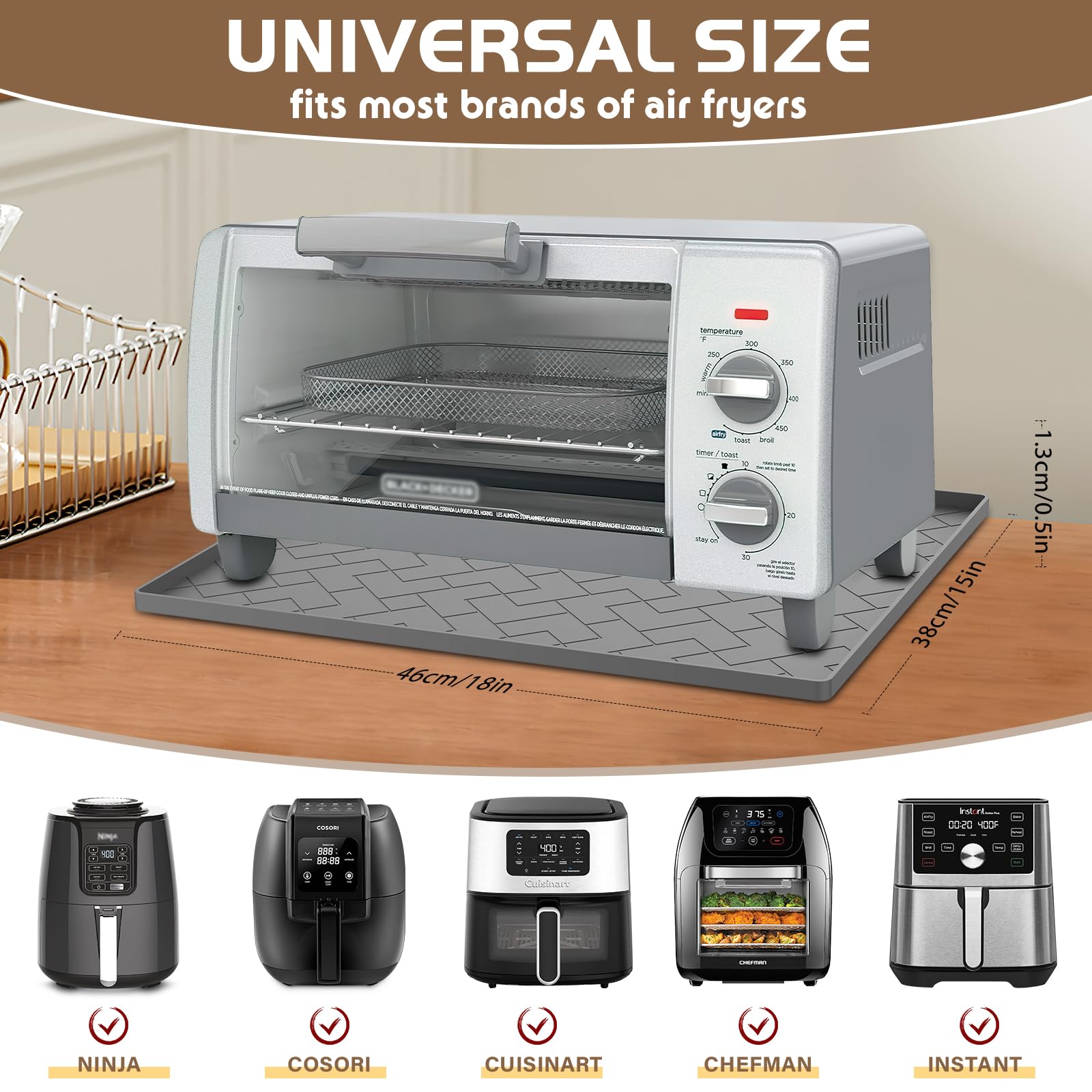 La estera ieesspd de silicona compatible con Ninja, COSORI y Chefman para usos versátiles
