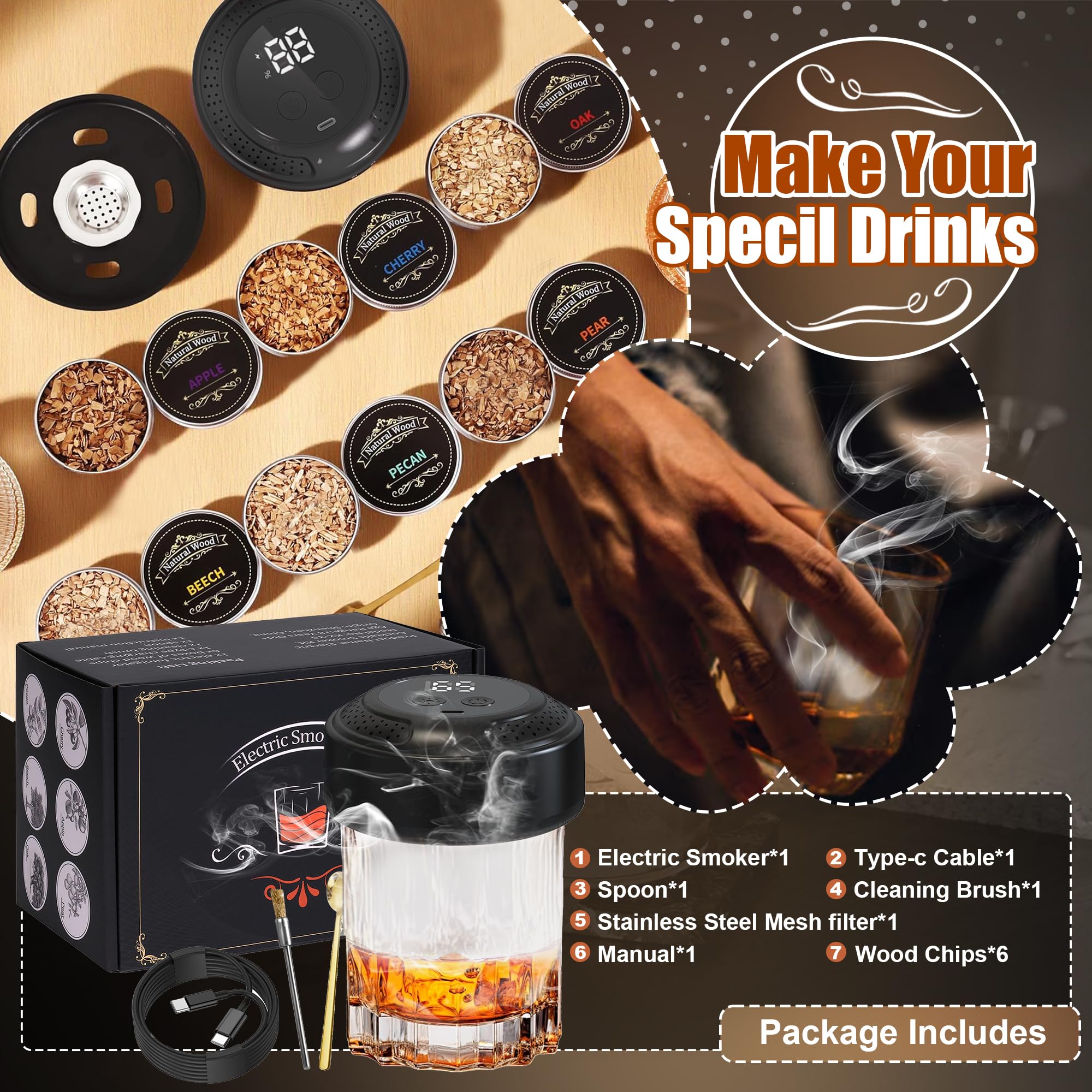iEGrow kit humo whiskey regalo: perfecto para él, amante del whisky.