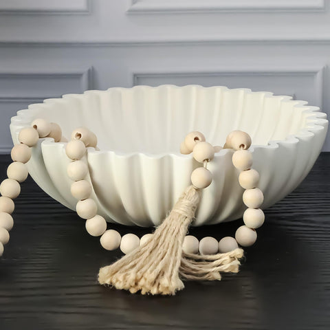 Iemegumi cuenco decorativo blanco grande en centro de mesa, punto focal elegante