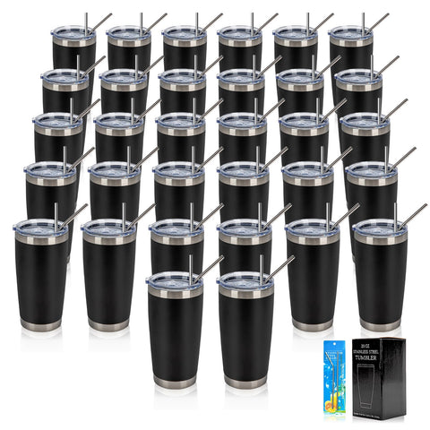 Vaso IEOVIEE de 20 onzas en pack de 32 con tapas y pajillas, ideal para fiestas